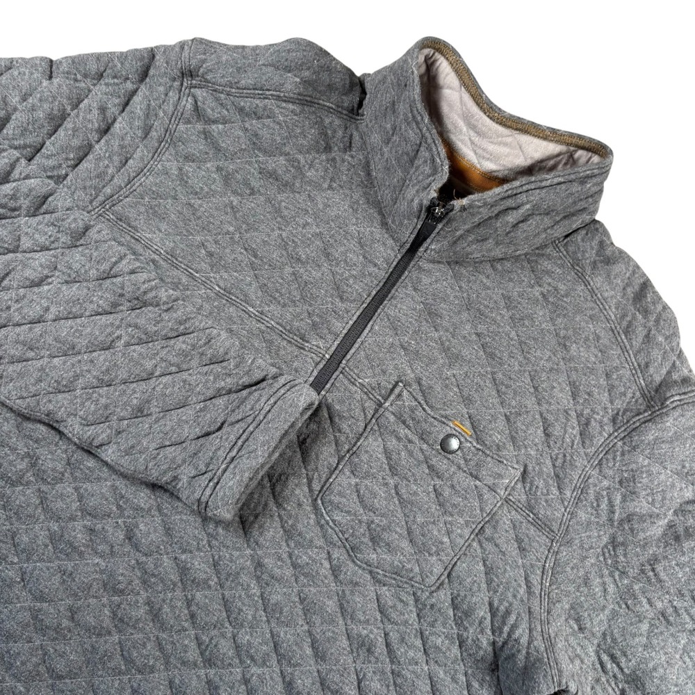 Eddie Bauer Quilted Pullover Mens LT Tall Gray 1/4 Zip Diamond Pattern Gorpcore